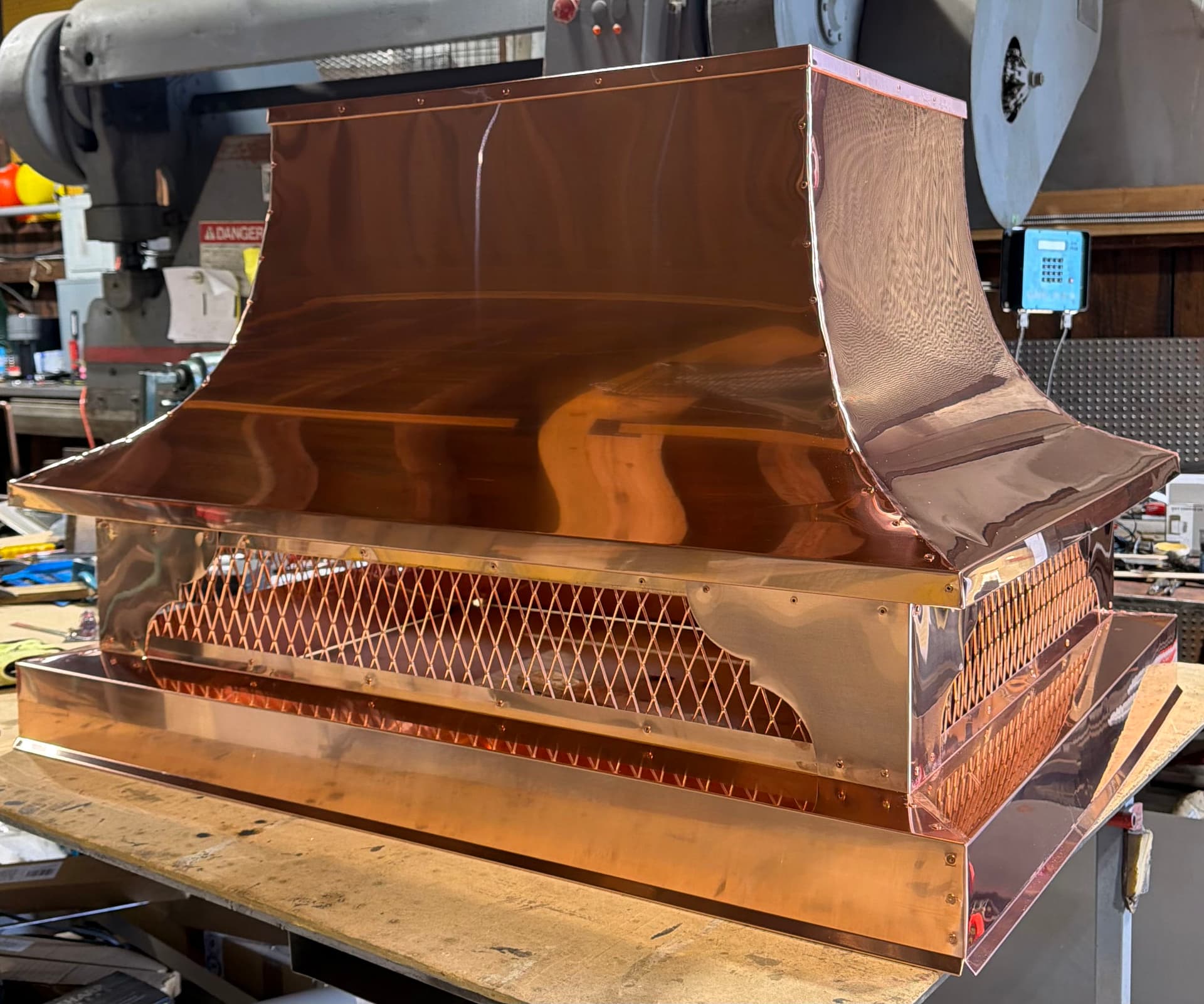 Custom 20oz Concave Copper Chimney Cap Built From Scratch image