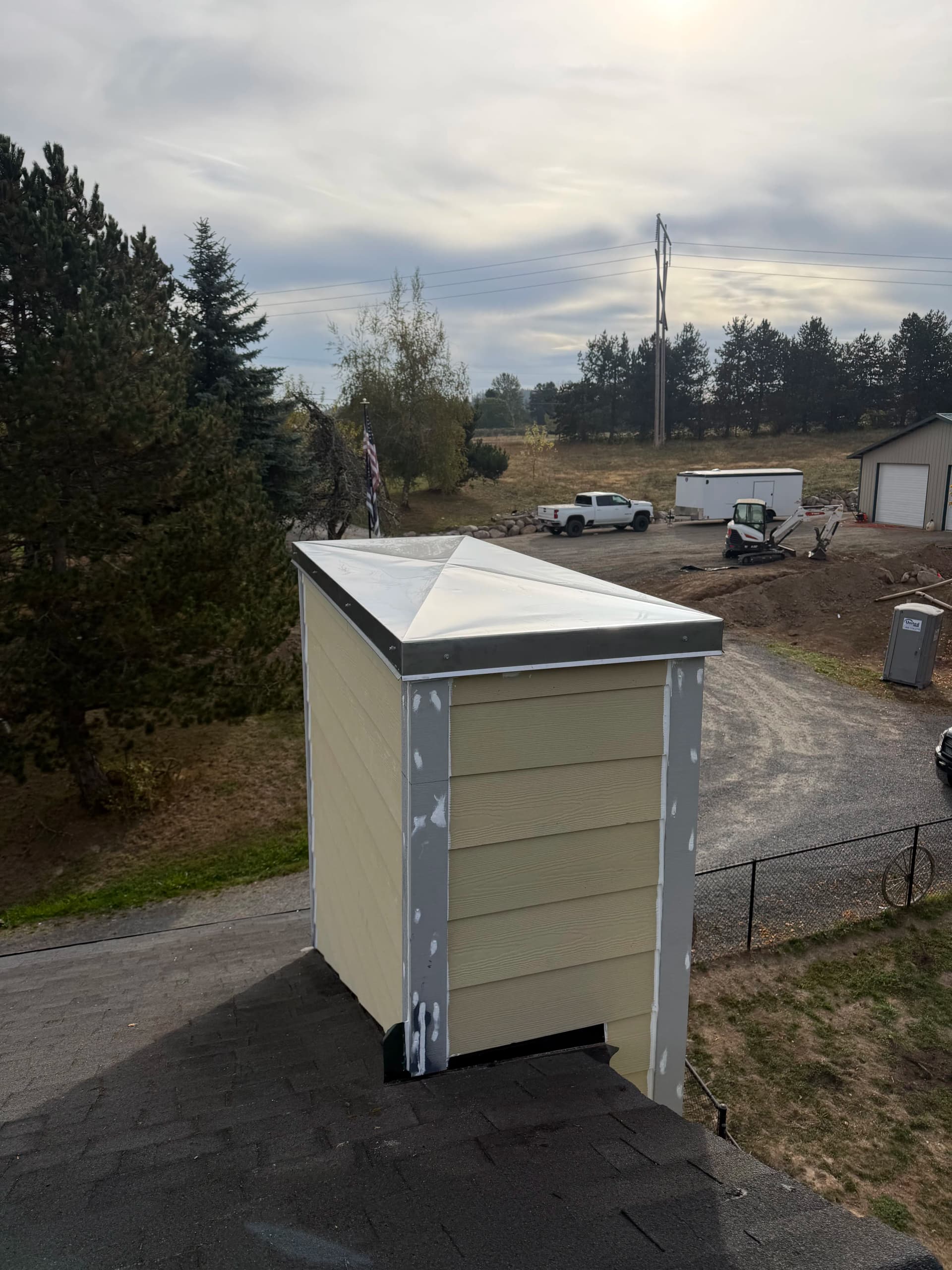 Custom Stainless Steel Chimney Flat Cap Installation in Canby Oregon