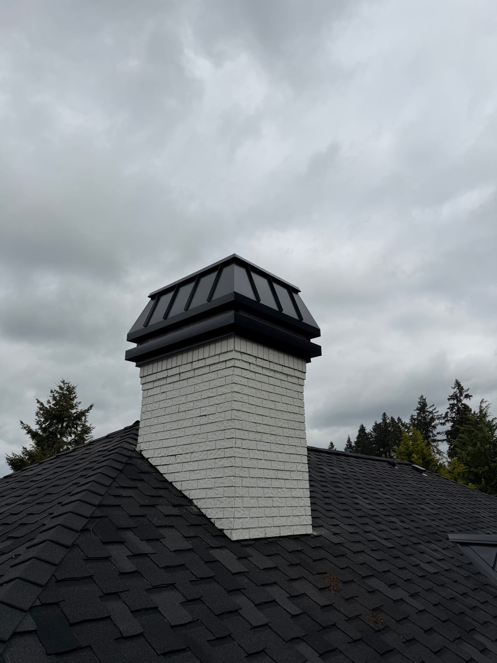 Gallery photos for Custom Black Standing Seam Chimney Cap Install in Wilsonville OR: Image #1