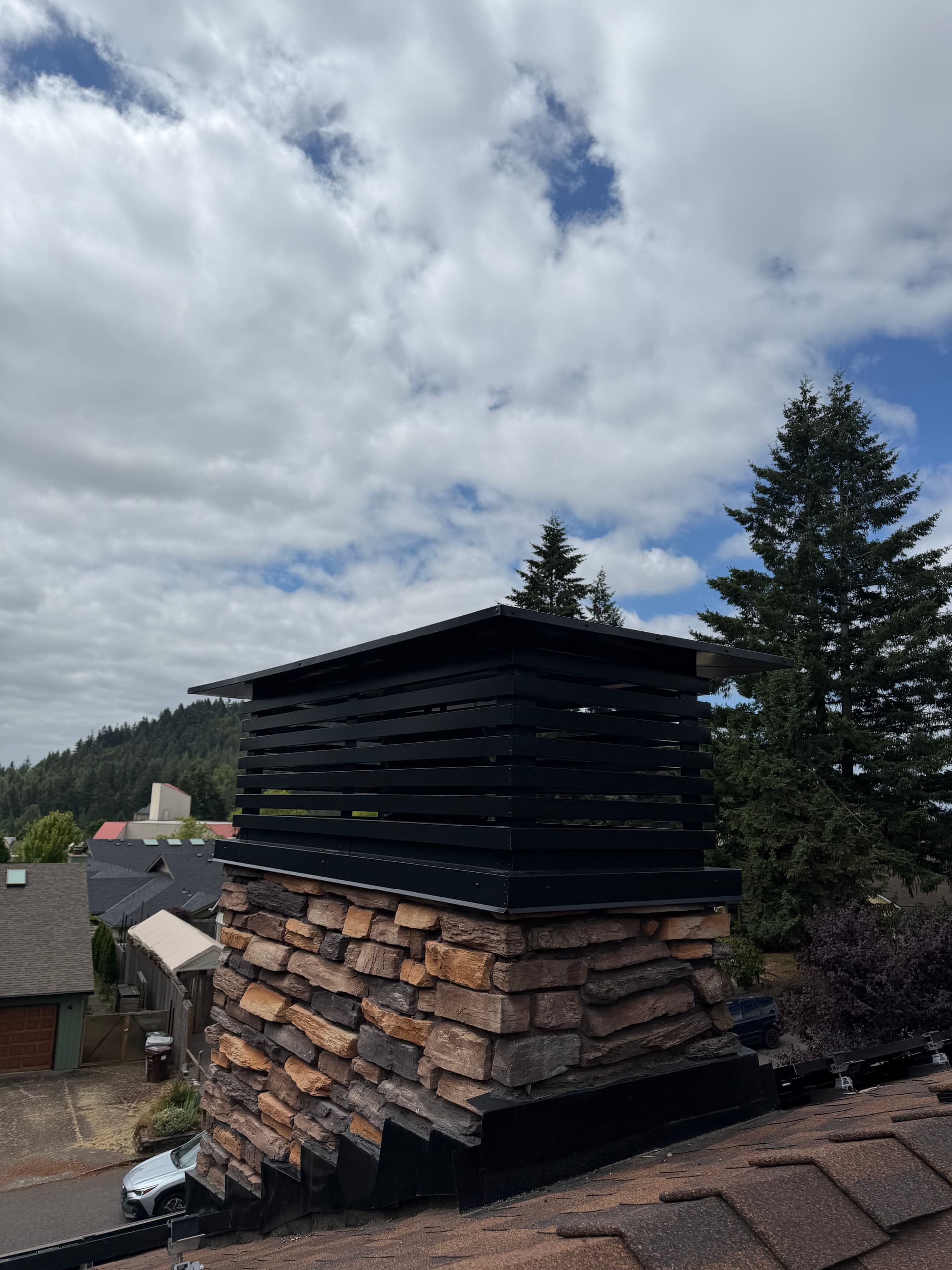 Custom Modern Chimney Cap Installation in Happy Valley Oregon image