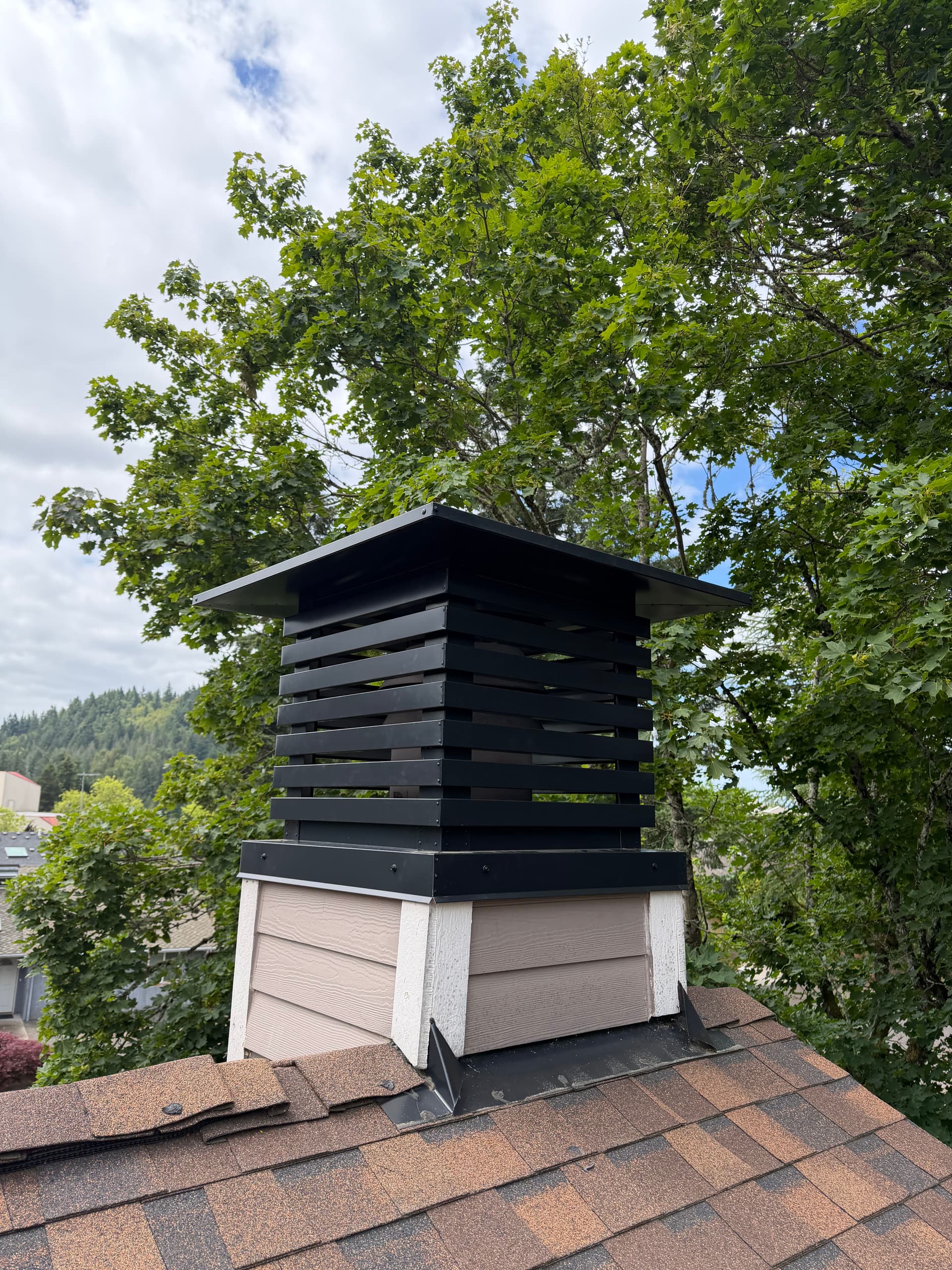 Gallery photos for Custom Modern Chimney Cap Installation in Happy Valley Oregon: Image #1