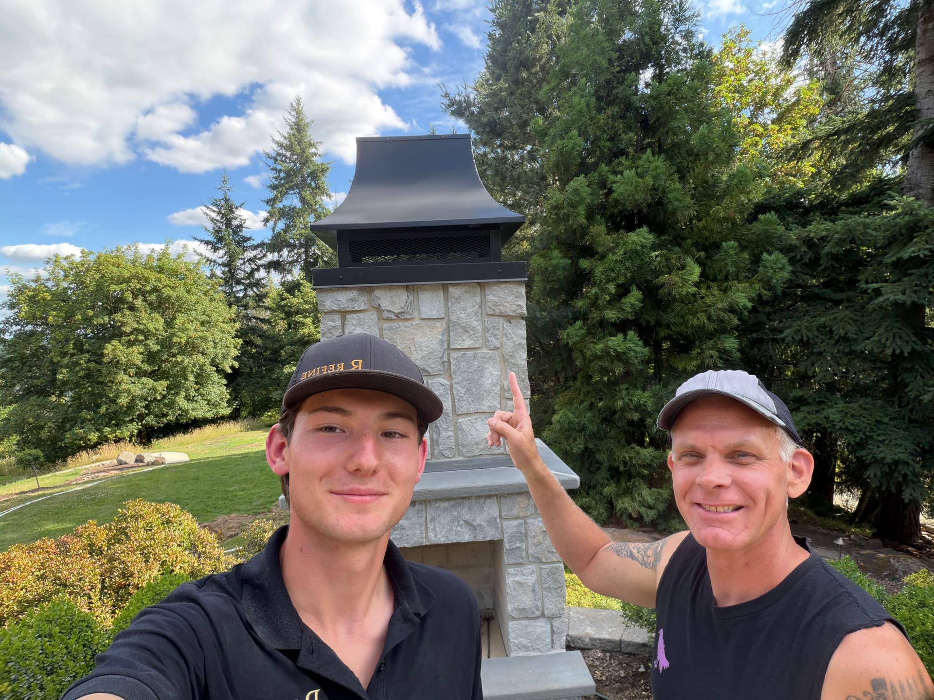 Gallery photos for Custom Powder-Coated Concave Chimney Cap for Outdoor Fireplace in Oregon City: Image #3
