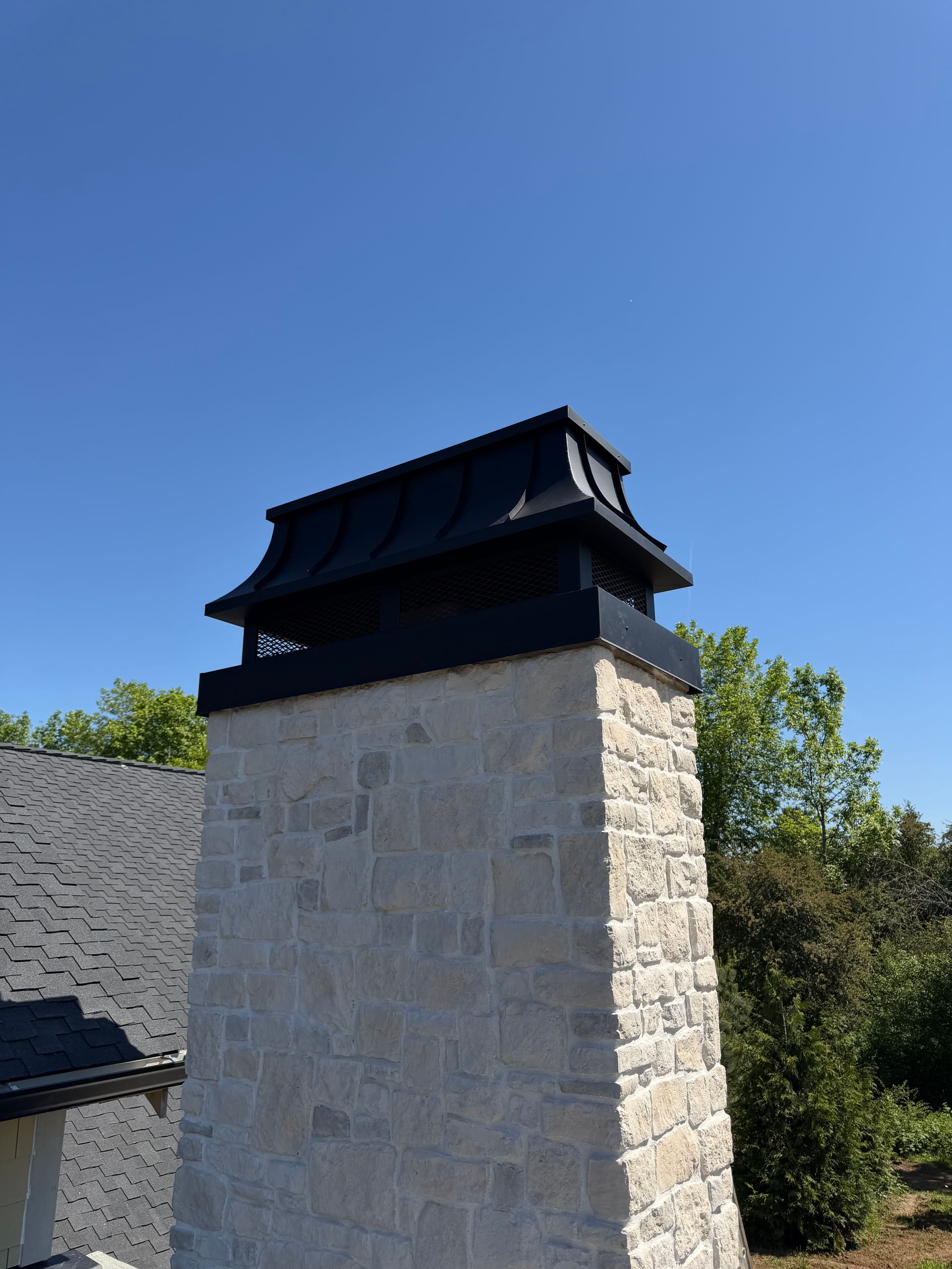 Custom Concave Chimney Cap Fabricated and Installed in Boring Oregon image