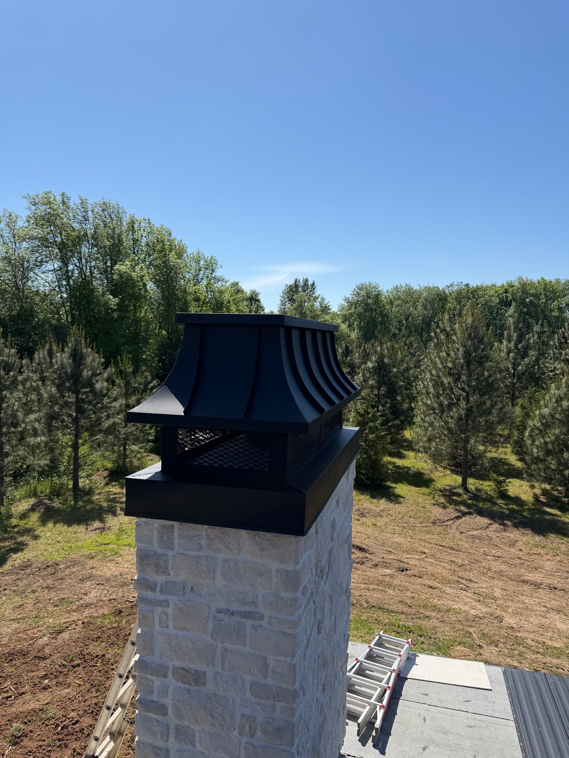 Gallery photos for Custom Concave Chimney Cap Fabricated and Installed in Boring Oregon: Image #2