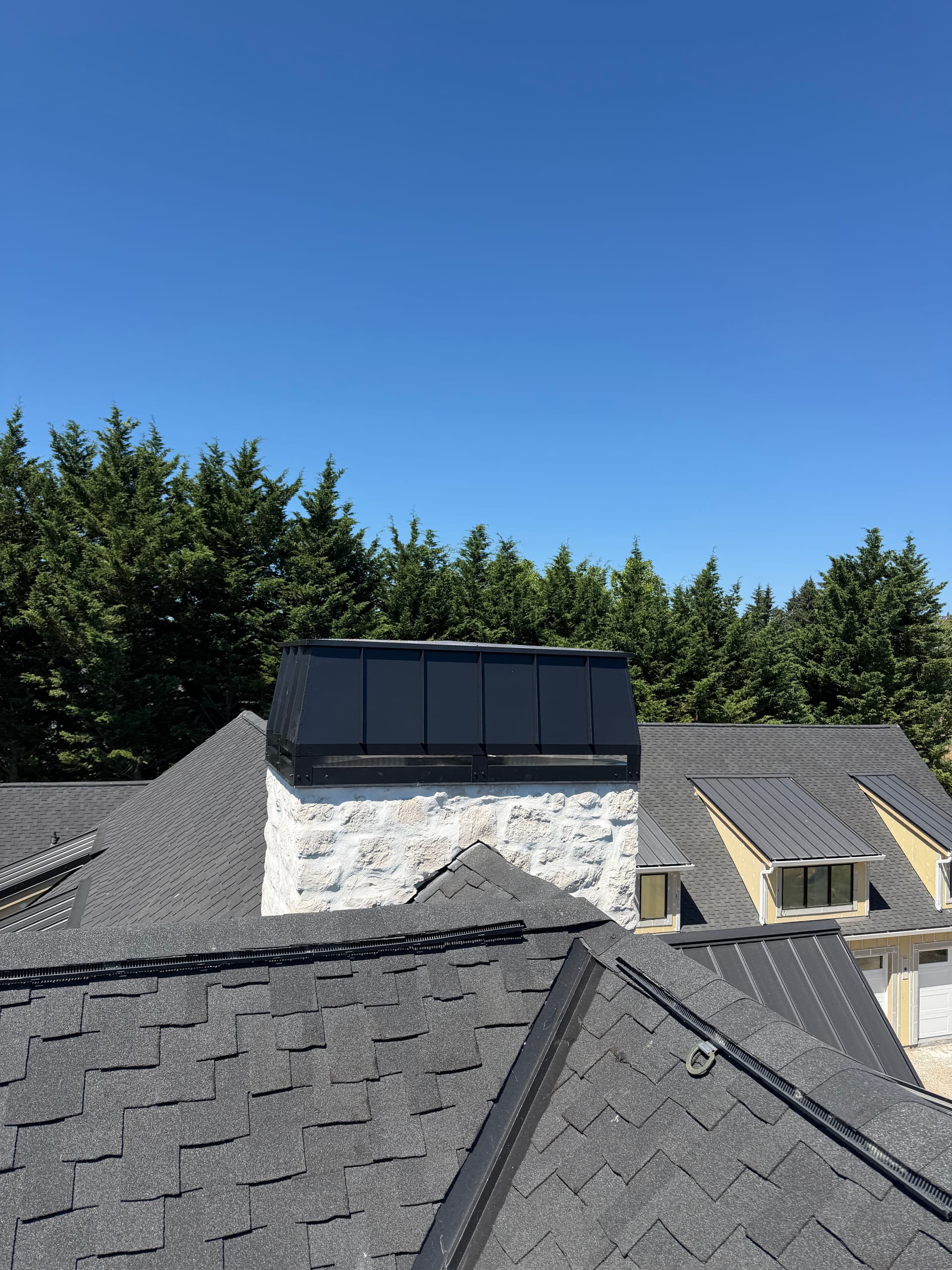 Gallery photos for Custom Standing Seam Chimney Cap Fabricated and Installed in Washougal Washington: Image #2